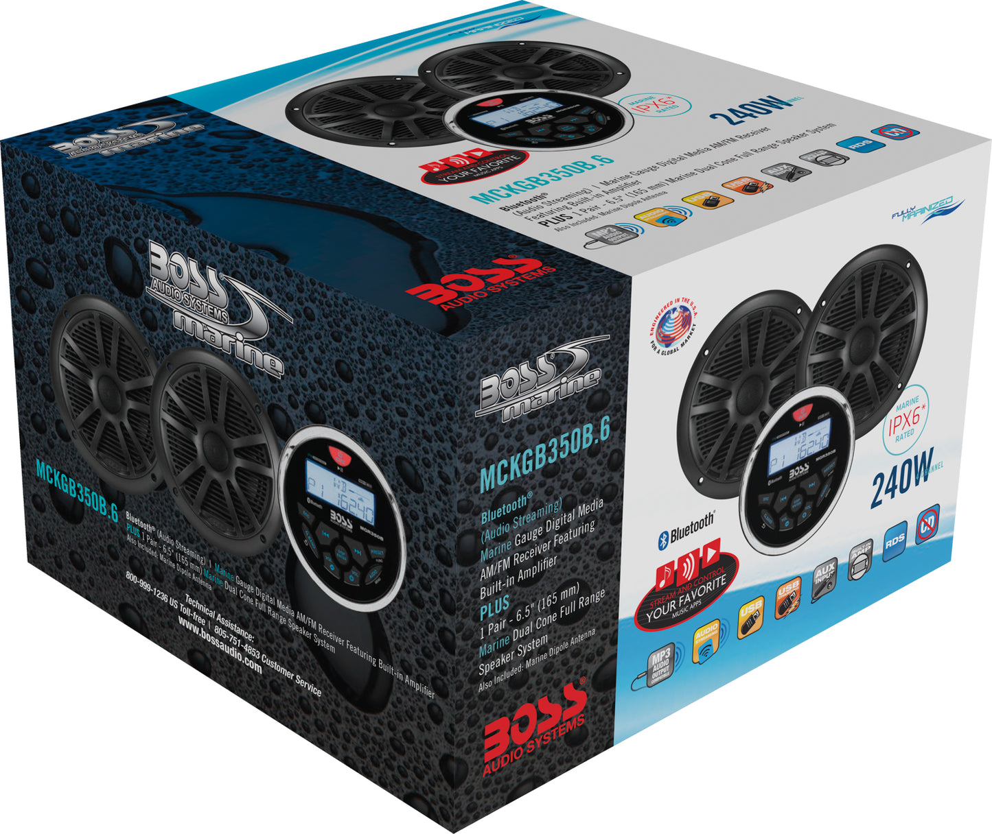 BOCINAS Y ESTEREO MARINO BOSS IPX6 BOCINAS 6.5" 180 WATT COLOR NEGRO MOD. MCKGB350B.6