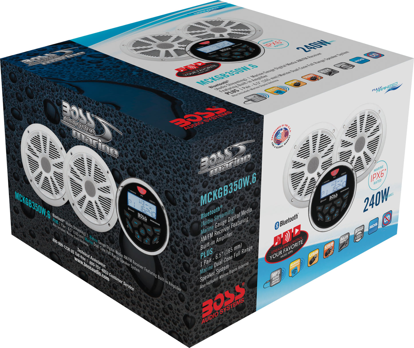 BOCINAS Y ESTEREO MARINO BOSS IPX6 BOCINAS 6.5" 180 WATT COLOR BLANCO MOD. MCKGB350W.6